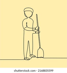 continuous line drawing on someone is sweeping