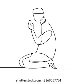continuous line drawing on someone is praying
