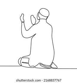 continuous line drawing on someone is praying