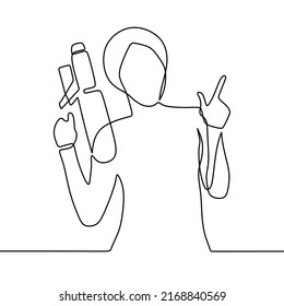 continuous line drawing on someone holding a gun