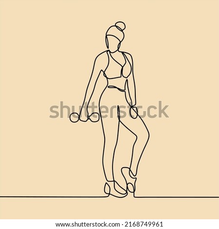 continuous line drawing on someone is at the gym