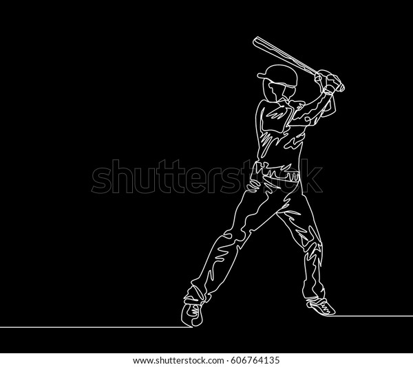 continuous-line-drawing-or-one-line-drawing-of-baseball-player