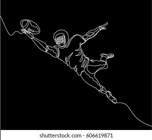 Continuous Line Drawing Or One Line Drawing Of Football Player Catching The Ball