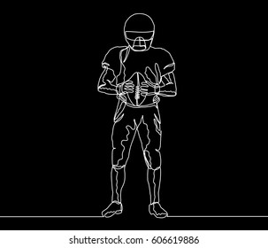 Continuous Line Drawing or One Line drawing of Football Player