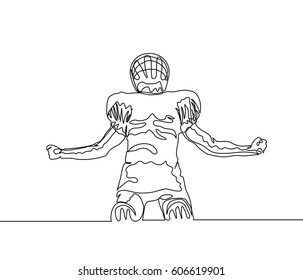 Continuous Line Drawing or One Line drawing of Football Player celebrating a goal