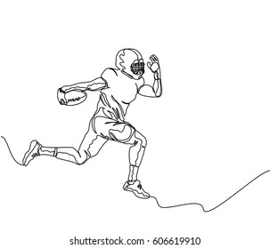 Continuous Line Drawing or One Line drawing of Football Player running