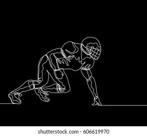 Continuous Line Drawing or One Line drawing of Football Player get ready for the game
