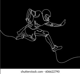 Continuous Line Drawing Or One Line Drawing Of Football Player Jumping