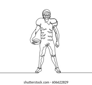 Continuous Line Drawing or One Line drawing of Football Player