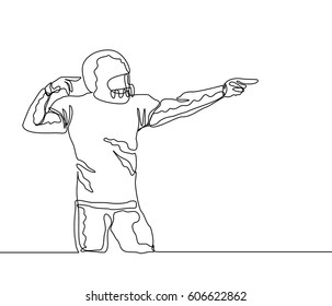 Continuous Line Drawing or One Line drawing of Football Player ready to throw the ball