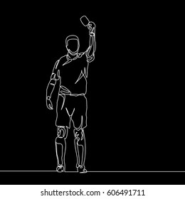 Continuous Line Drawing or One Line Drawing of Referee giving a card to player