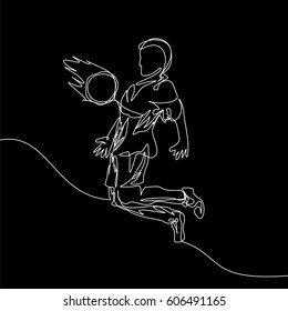 Continuous Line Drawing or One Line Drawing of Soccer Player holding a ball with chest