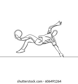 Continuous Line Drawing or One Line Drawing of Soccer Player kicking a ball