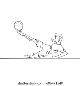 Continuous Line Drawing or One Line Drawing of Soccer Player kicking a ball