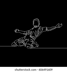Continuous Line Drawing or One Line Drawing of Soccer Player Celebrating a Goal
