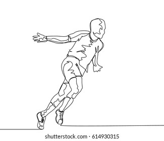 
Continuous Line Drawing or One Line Drawing of Soccer Player Celebrating a Goal