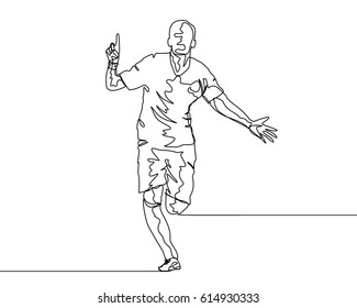 
Continuous Line Drawing or One Line Drawing of Soccer Player Celebrating a Goal