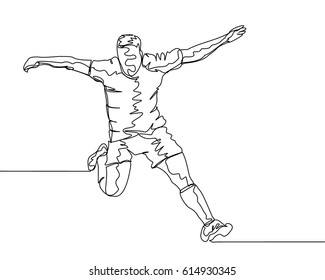 
Continuous Line Drawing or One Line Drawing of Soccer Player Celebrating a Goal