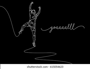 
Continuous Line Drawing or One Line Drawing of Soccer Player Celebrating a Goal
