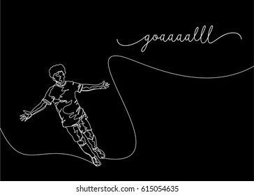 
Continuous Line Drawing or One Line Drawing of Soccer Player Celebrating a Goal
