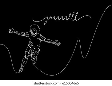
Continuous Line Drawing or One Line Drawing of Soccer Player Celebrating a Goal
