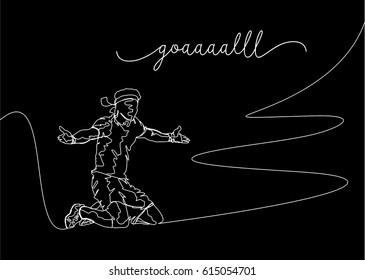 
Continuous Line Drawing or One Line Drawing of Soccer Player Celebrating a Goal
