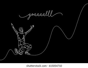 
Continuous Line Drawing or One Line Drawing of Soccer Player Celebrating a Goal
