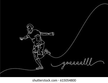 
Continuous Line Drawing Or One Line Drawing Of Soccer Player Celebrating A Goal
