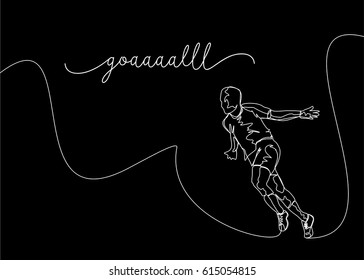 
Continuous Line Drawing Or One Line Drawing Of Soccer Player Celebrating A Goal
