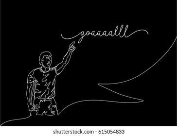 
Continuous Line Drawing or One Line Drawing of Soccer Player Celebrating a Goal
