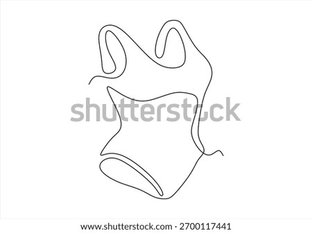 Continuous Line Drawing of a One-Piece Swimsuit. line icon-continuous line drawing. Editable stroke.	
