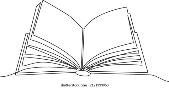 Continuous Line Drawing Open Book Single Stock Vector (Royalty Free ...