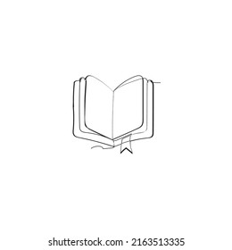 Continuous line drawing. open book illustration icon vector