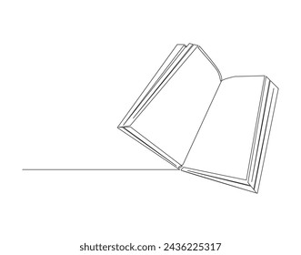 Dibujo De Línea Continua De Libro Abierto. Se Ha Abierto Una Línea De Libro. Libros Línea de arte continua. Contorno editable.