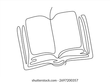Continuous Line Drawing of an Open Book. continuous line drawing. Editable stroke.	

