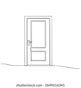Dibujo de línea continuo de puertas abiertas. un dibujo de línea de puerta aislada sobre fondo blanco