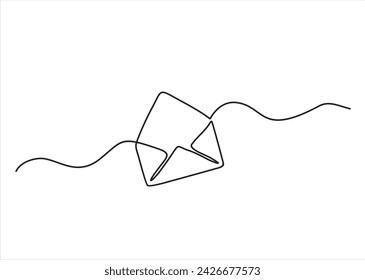 Continuous line drawing of open envelope with a letter