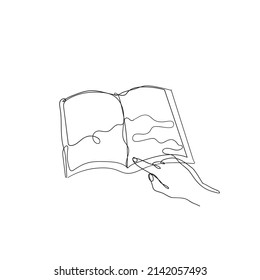 Offene Buchgrafik mit kontinuierlicher Linie, einzeln