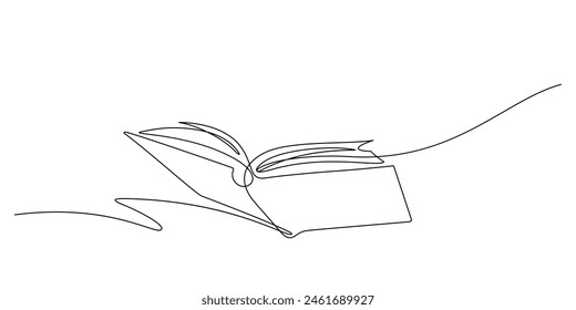 continuous line drawing of opening book education and knowledge concept simplicity linear style