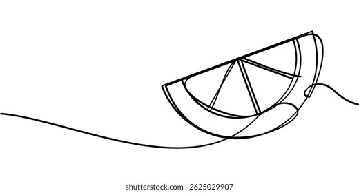 continuous line drawing of orange fruit symbol. abstract line art illustration