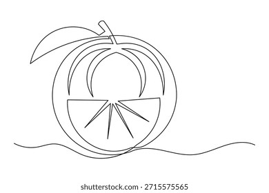 Dibujo de línea continuo de un icono naranja diseño minimalista simple