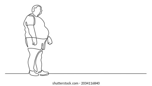 continuous line drawing of oversize man standing thinking about body positivity