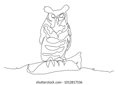 continuous line drawing of owl 