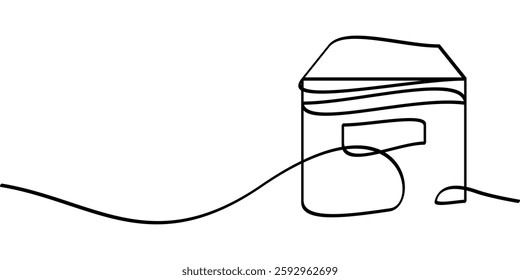 continuous line drawing of packing box symbol. abstract line art illustration