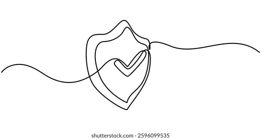 Continuous line drawing of padlock. Closed lock. One drawing. Single line art. Vector illustration, Shield, Protection, Security Continuous Line, Lock continuous one drawing Isolated pro.   