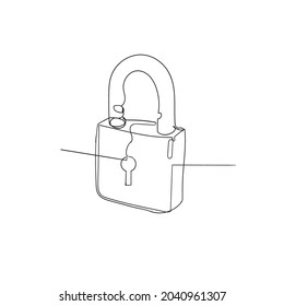 continuous line drawing padlock illustration vector isolated