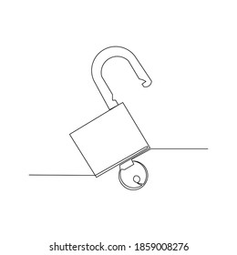 Continuous line drawing of padlock, One line art concept of business and real estate logo and symbol. vector illustration