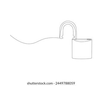 Continuous line drawing of padlock. One line of lock. Padlock continuous line art. Editable outline