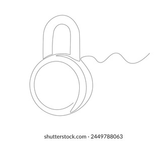 Dibujo de línea continua de candado. Una línea de bloqueo. Dibujo lineal continuo con candado. Esquema editable