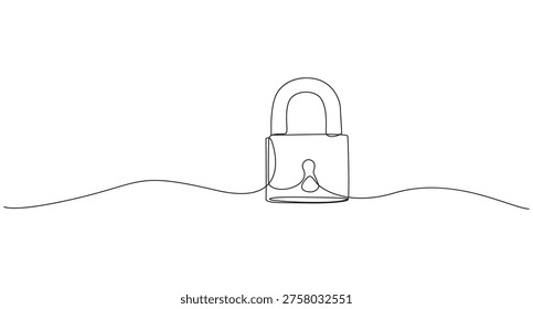 Continuous Line Drawing of a Padlock,Minimal Padlock Continuous Line art Illustration